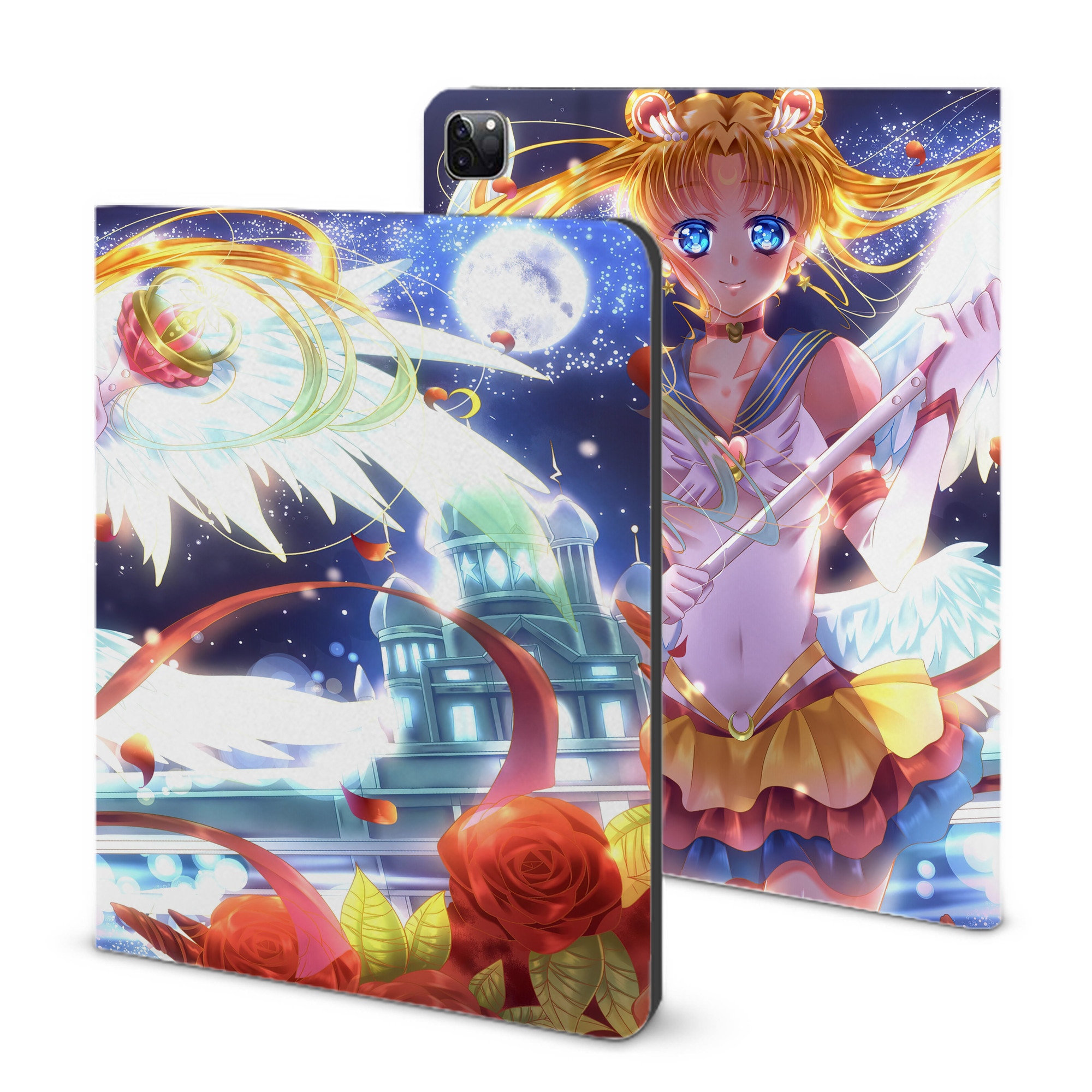 （画像用） 美少女戦士セーラームーン Sailor Moon IPad ケース ブック型 PUレザー TPU 耐衝撃 軽量 薄型 ペン収納なし 全面保護 IPad 各モデル対応